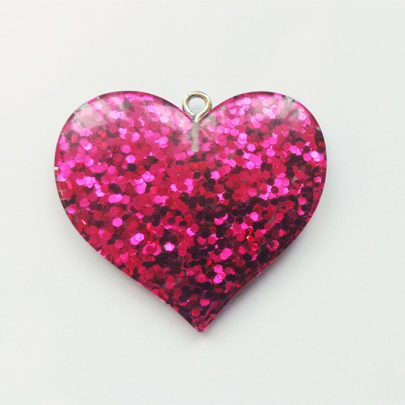 Extra függő nagy csillogó pink szív charm fityegő
